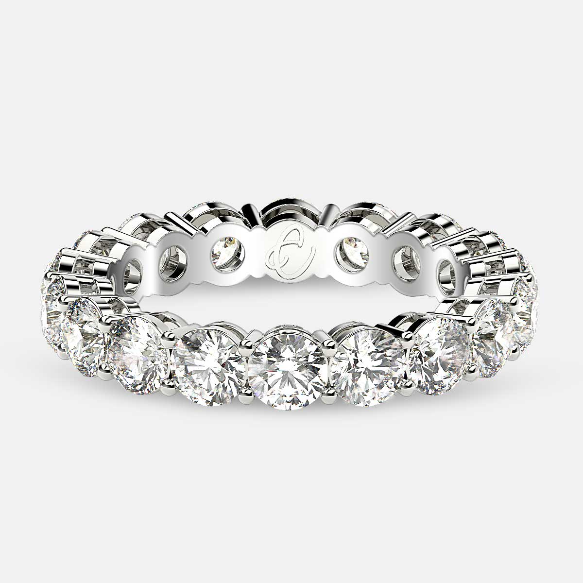 Open Gallery Eternity Ring with Round Diamonds in 18k White Gold