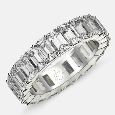 Classic Eternity Ring with Emerald Cut Diamonds in Platinum