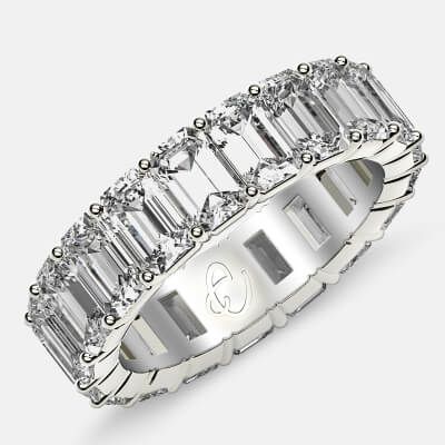 Classic Eternity Ring with Emerald Cut Diamonds in Platinum