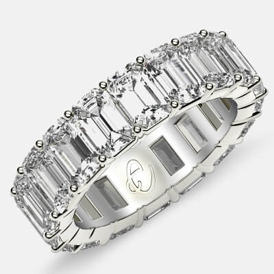 Classic Eternity Ring with Emerald Cut Diamonds in Platinum