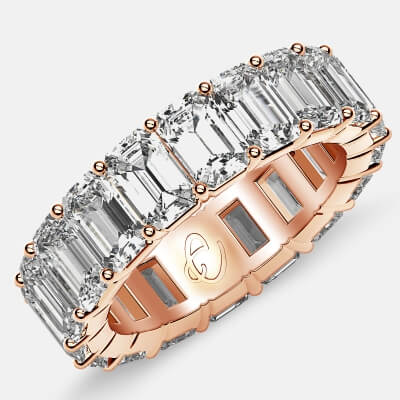 Classic Eternity Ring with Emerald Cut Diamonds in 18k Rose Gold