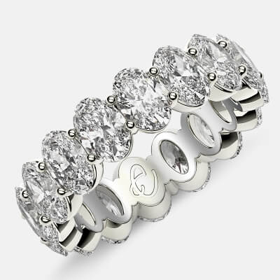 Prong Set Eternity Ring with Oval Diamonds in Platinum