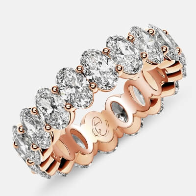 Prong Set Eternity Ring with Oval Diamonds in 18k Rose Gold