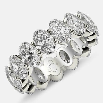 Prong Set Eternity Ring with Oval Diamonds in 18k White Gold