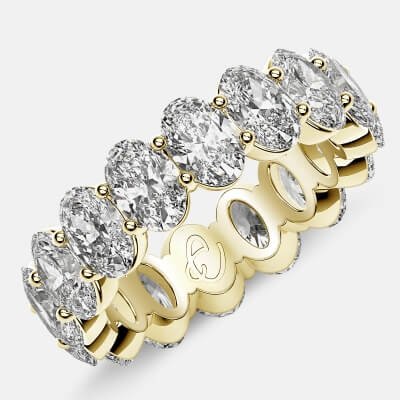 Prong Set Eternity Ring with Oval Diamonds in 18k Yellow Gold