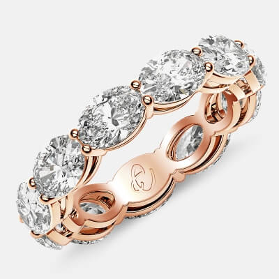 Open Gallery Eternity Ring with Oval Diamonds in 18k Rose Gold