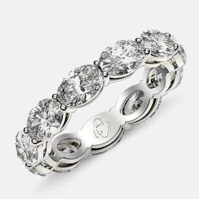 Open Gallery Eternity Ring with Oval Diamonds in 18k White Gold