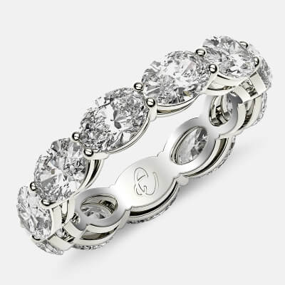 Open Gallery Eternity Ring with Oval Diamonds in 18k White Gold