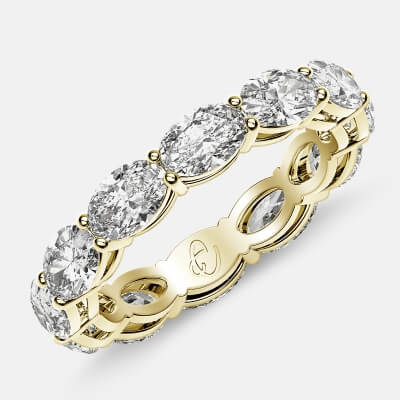 Open Gallery Eternity Ring with Oval Diamonds in 18k Yellow Gold