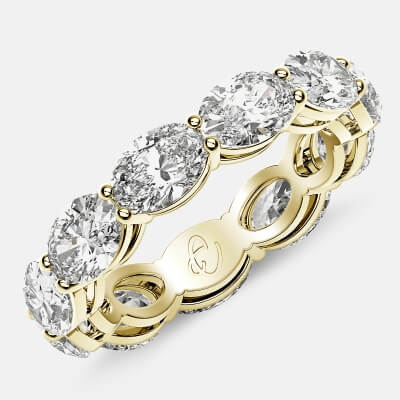 Open Gallery Eternity Ring with Oval Diamonds in 18k Yellow Gold