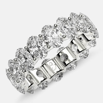 Curved Prong Eternity Ring with Oval Diamonds in Platinum