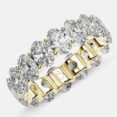 Curved Prong Eternity Ring with Oval Diamonds in 18k Yellow Gold