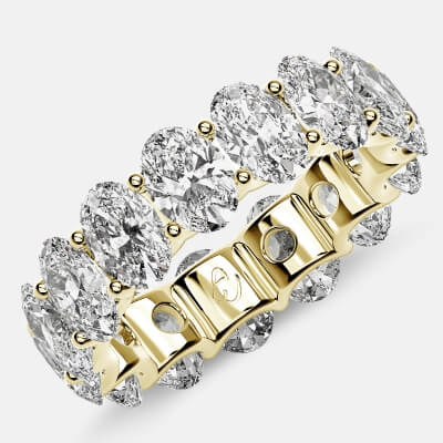 Curved Prong Eternity Ring with Oval Diamonds in 18k Yellow Gold