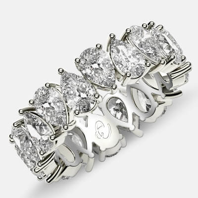 Prong Set Eternity Ring with Pear Shaped Diamonds in Platinum