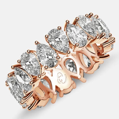 Prong Set Eternity Ring with Pear Shaped Diamonds in 18k Rose Gold