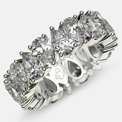 Prong Set Eternity Ring with Pear Shaped Diamonds in 18k White Gold