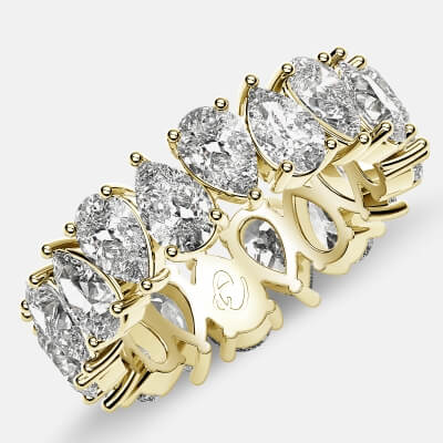 Prong Set Eternity Ring with Pear Shaped Diamonds in 18k Yellow Gold