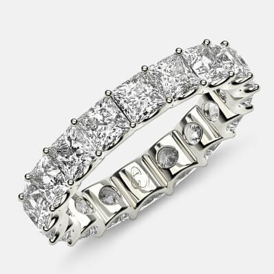 Eternity Ring with Arch Prong Set Princess Diamonds in Platinum