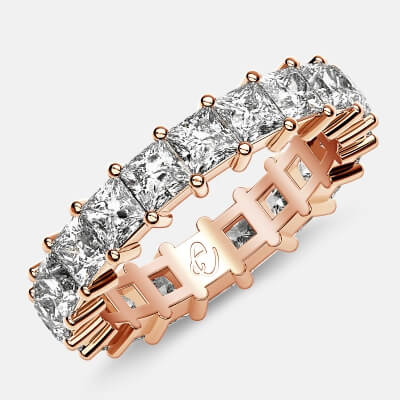 Classic Eternity Ring with Princess Cut Diamonds in 18k Rose Gold