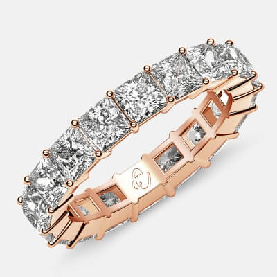 Classic Eternity Ring with Princess Cut Diamonds in 18k Rose Gold