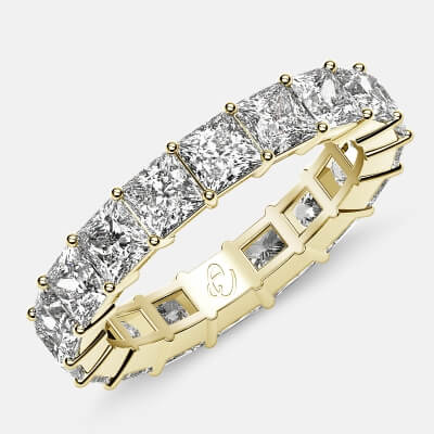 Classic Eternity Ring with Princess Cut Diamonds in 18k Yellow Gold