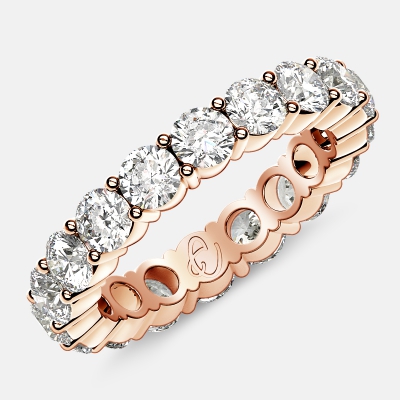 Eternity Ring with Prong Set Round Diamonds in 18k Rose Gold