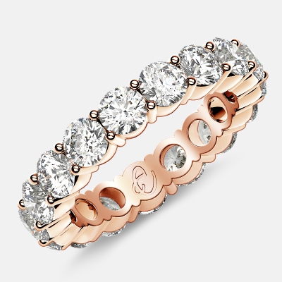 Eternity Ring with Prong Set Round Diamonds in 18k Rose Gold