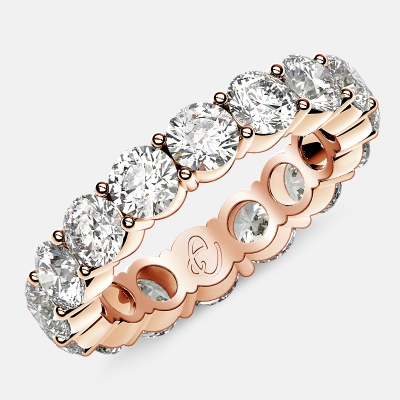 Eternity Ring with Prong Set Round Diamonds in 18k Rose Gold