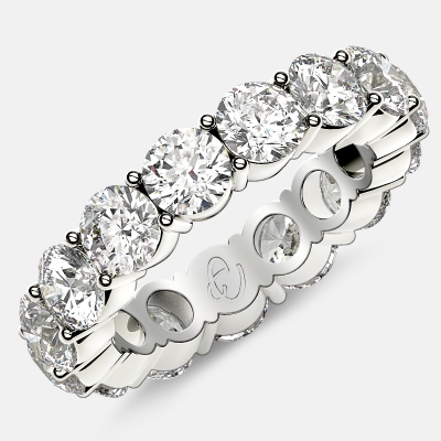 Eternity Ring with Prong Set Round Diamonds in 18k White Gold
