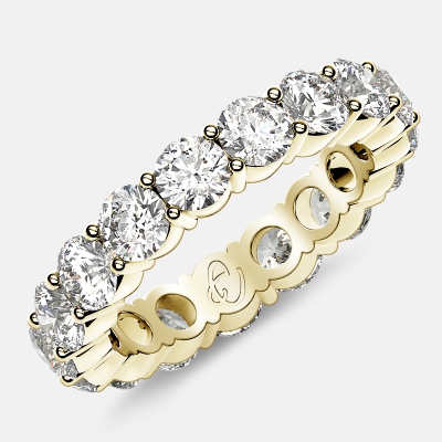 Eternity Ring with Prong Set Round Diamonds in 18k Yellow Gold