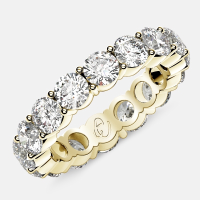 Eternity Ring with Prong Set Round Diamonds in 18k Yellow Gold