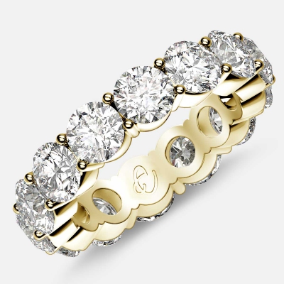 Eternity Ring with Prong Set Round Diamonds in 18k Yellow Gold