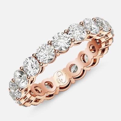 Open Gallery Eternity Ring with Round Diamonds in 18k Rose Gold