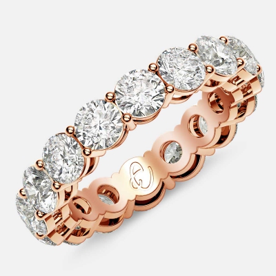 Open Gallery Eternity Ring with Round Diamonds in 18k Rose Gold