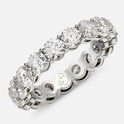 Open Gallery Eternity Ring with Round Diamonds in 18k White Gold