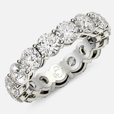 Open Gallery Eternity Ring with Round Diamonds in 18k White Gold