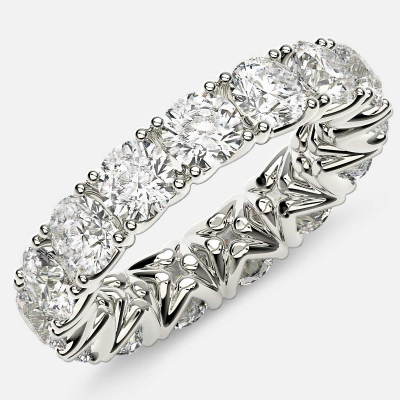 Curved V-Prong Eternity Ring with Round Diamonds in Platinum