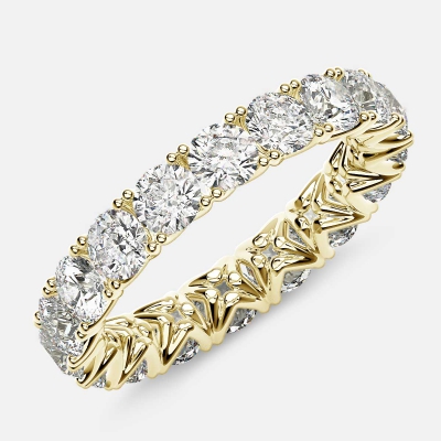 Curved V-Prong Eternity Ring with Round Diamonds in 18k Yellow Gold