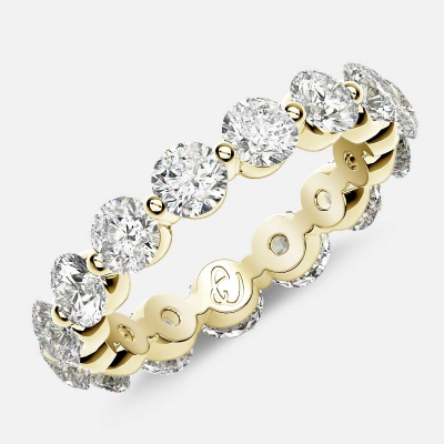 Floating Eternity Ring with Round Diamonds in 18k Yellow Gold