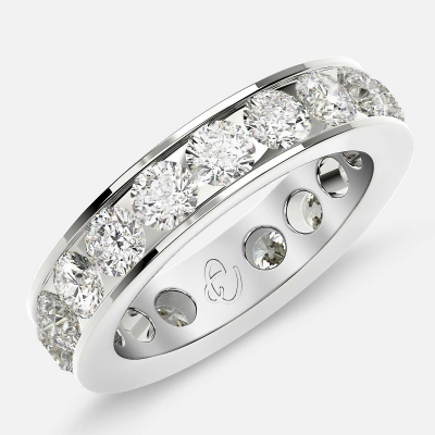 Channel Set Eternity Ring with Round Diamonds in Platinum