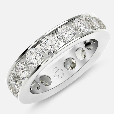 Channel Set Eternity Ring with Round Diamonds in Platinum