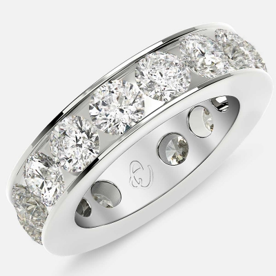 Channel Set Eternity Ring with Round Diamonds in Platinum