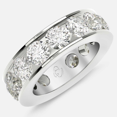 Channel Set Eternity Ring with Round Diamonds in Platinum