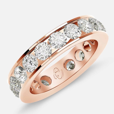 Channel Set Eternity Ring with Round Diamonds in 18k Rose Gold