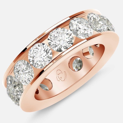 Channel Set Eternity Ring with Round Diamonds in 18k Rose Gold