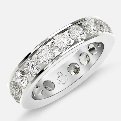 Channel Set Eternity Ring with Round Diamonds in 18k White Gold