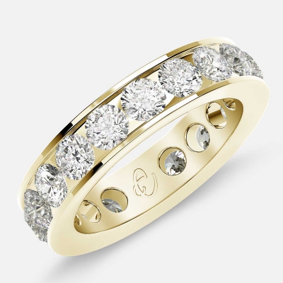 Channel Set Eternity Ring with Round Diamonds in 18k Yellow Gold