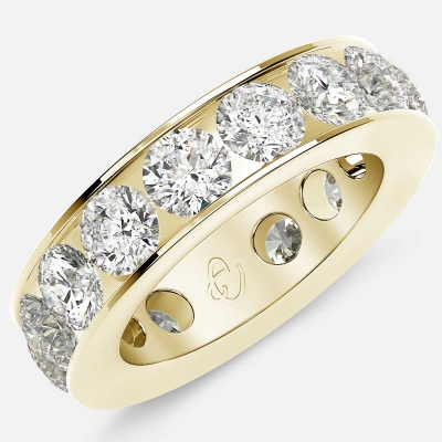 Channel Set Eternity Ring with Round Diamonds in 18k Yellow Gold