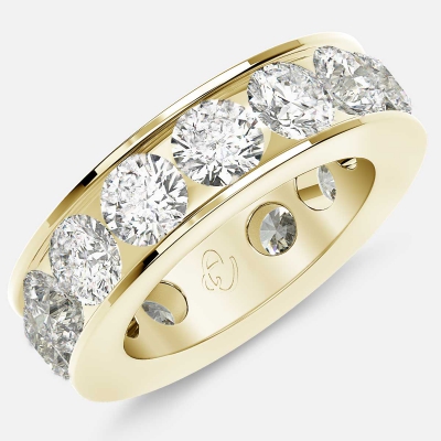 Channel Set Eternity Ring with Round Diamonds in 18k Yellow Gold