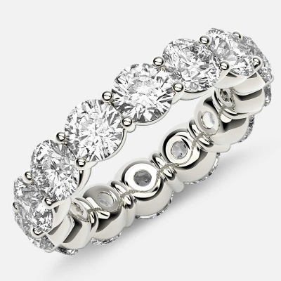 Classic Prong Set Eternity Ring with Round Diamonds in Platinum